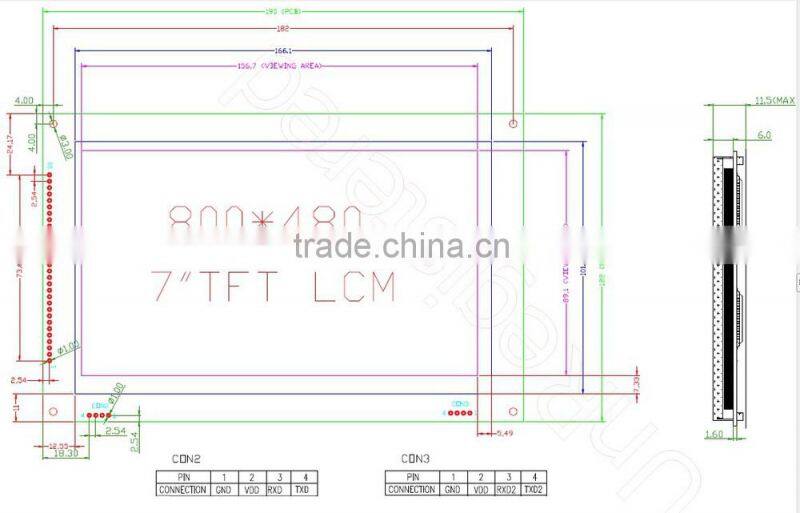 7" OLED like effect TFT LCD Module with controller and RS232/ RS485/ TTL interface