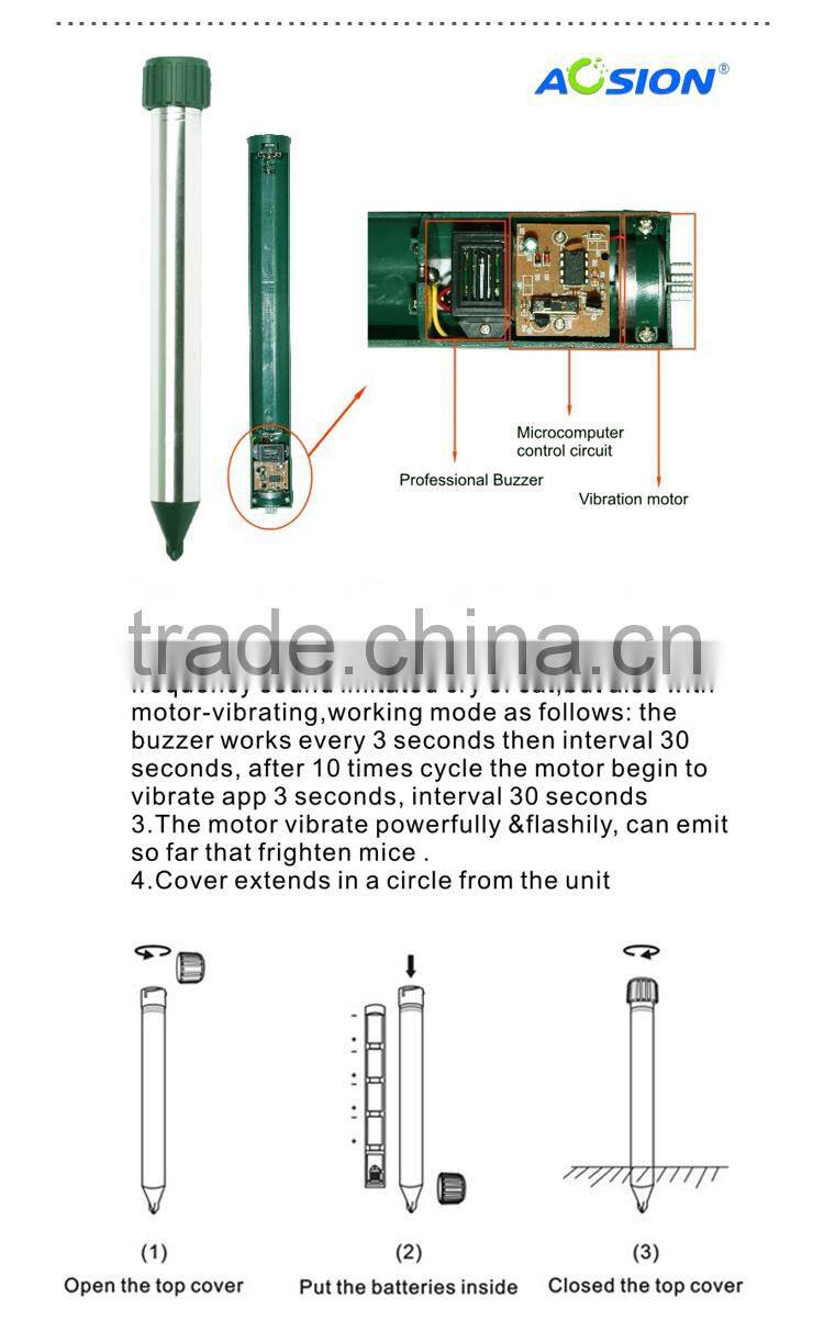 Supply for Eco-friendly garden battery powered Vibration sonic rodent repeller