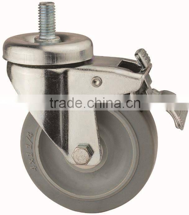 22 Series Double Ball Raceway Structure Screw Stem Swivel TPR caster with Total Brake