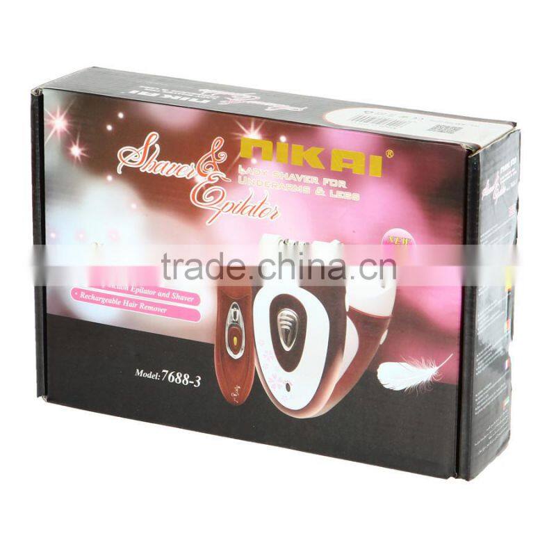 Rechargeable lady hair removal 3 in 1 multifunction epilator and shaver for lady