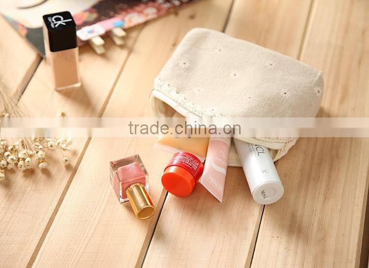 Wholesale newest high quality ramie cotton fabric and linen cosmetic bag GW786