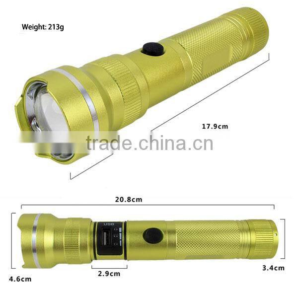 Portable XM-L T6 USB power bank rechargeable led flashlight
