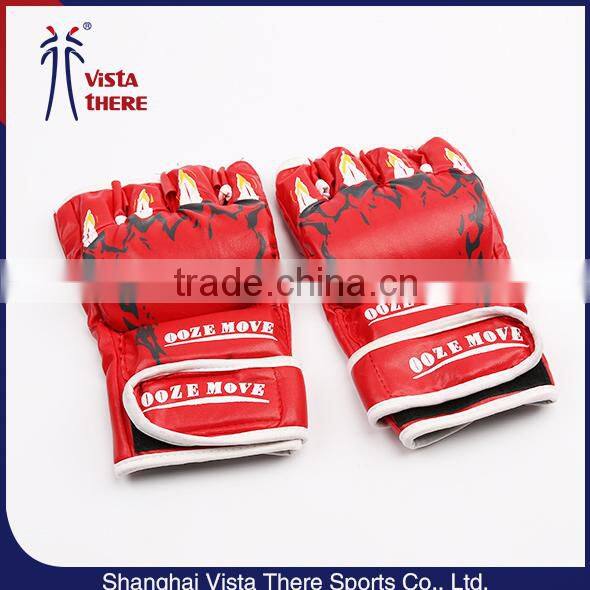 Fingerless Leather Spots Fitness Free Mma Fight kickboxing Glove