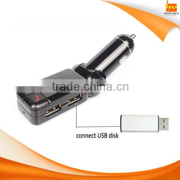 adjustable 2usb ports car charger for mobile phone tablet charging and music playing