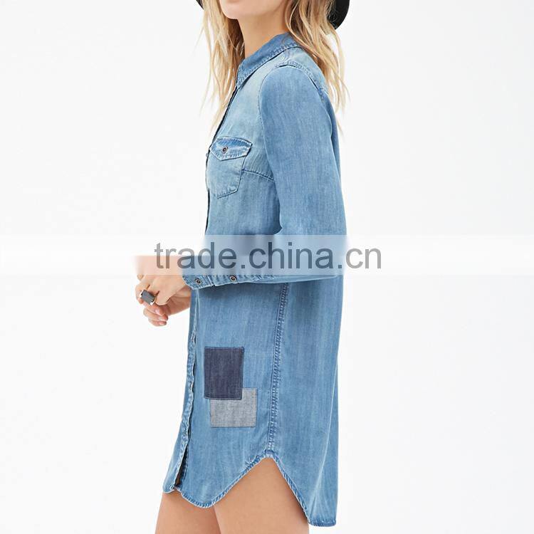 Latest Denim Shirt Dress,Women Fashion New Design Causal Classic wear