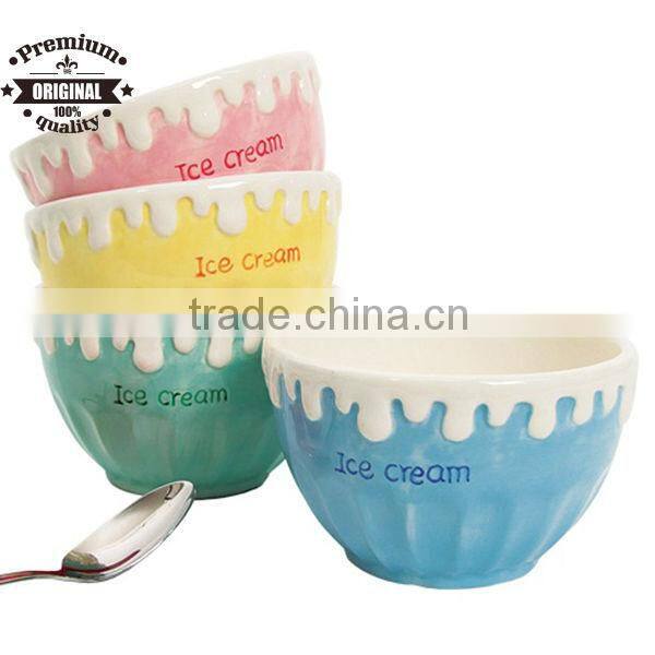 ceramic ice cream bowl dessert bowl with handle