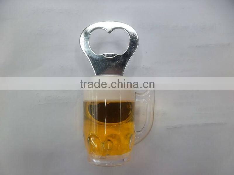 Oktoberfest plastic beer mug shape bottle opener with magnet