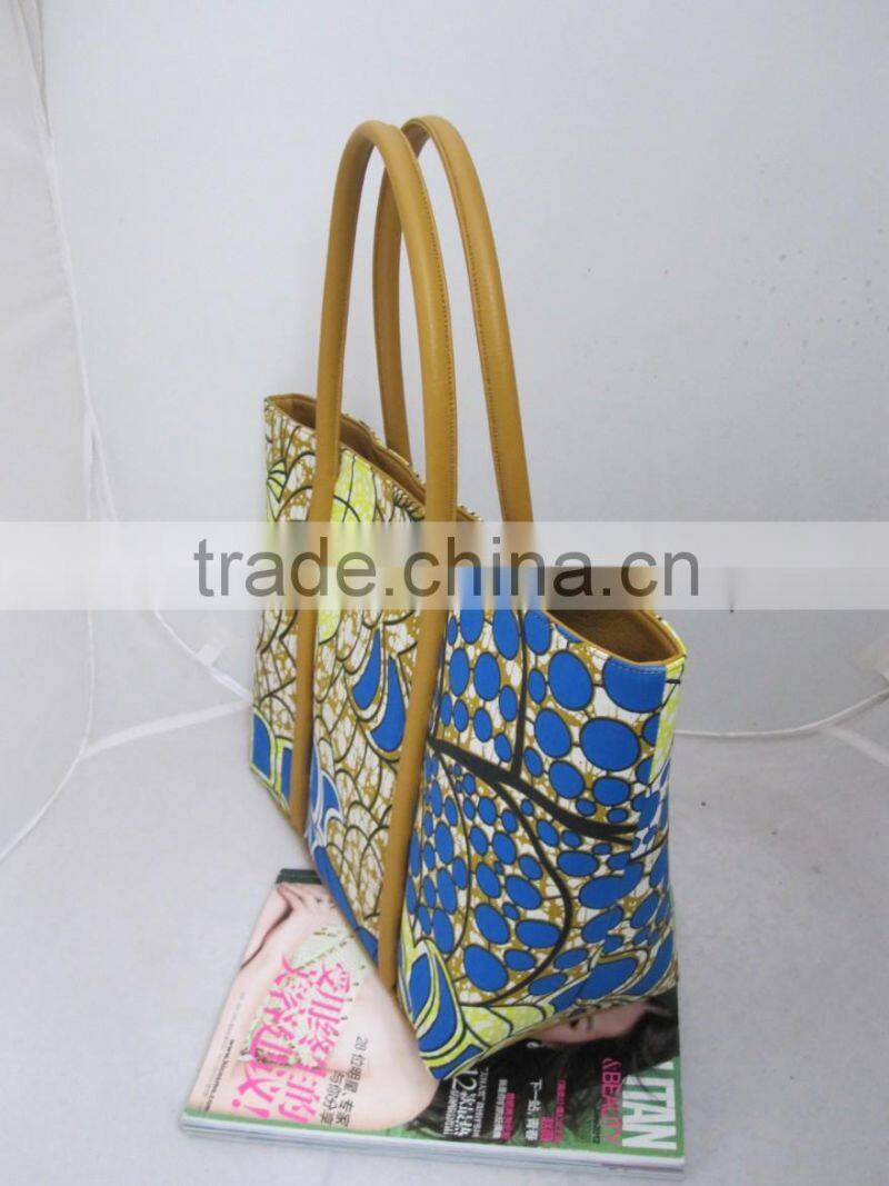 2016 new products African waxed fabric handbags for ladies