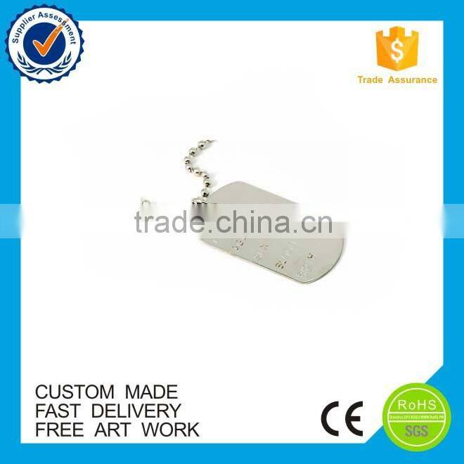 Promotional zinc alloy debossed logo custom engraving metal dog tag