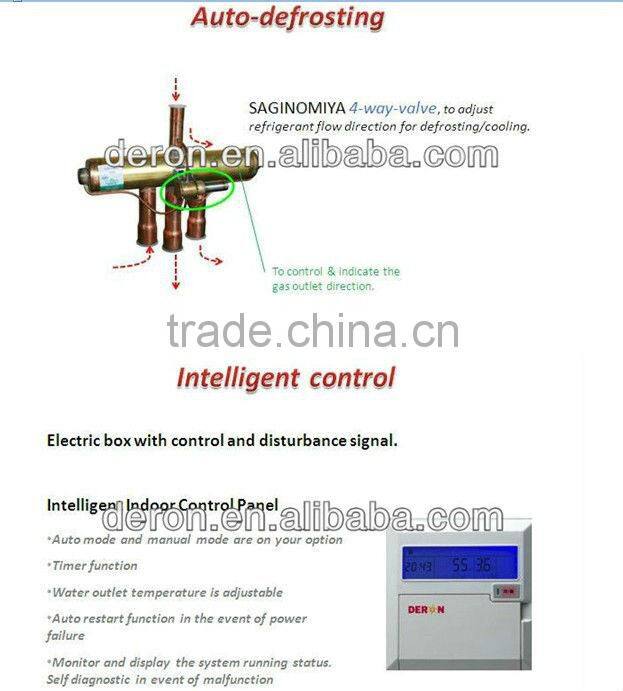 DERON industry air water heat pump low noise, 65 degree hot water for bathing and heated floor