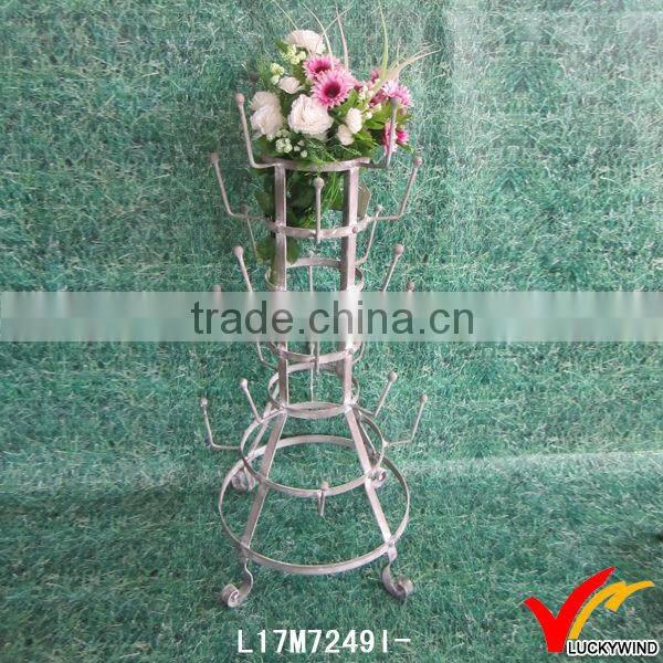 unique shape round floor standing metal shelf