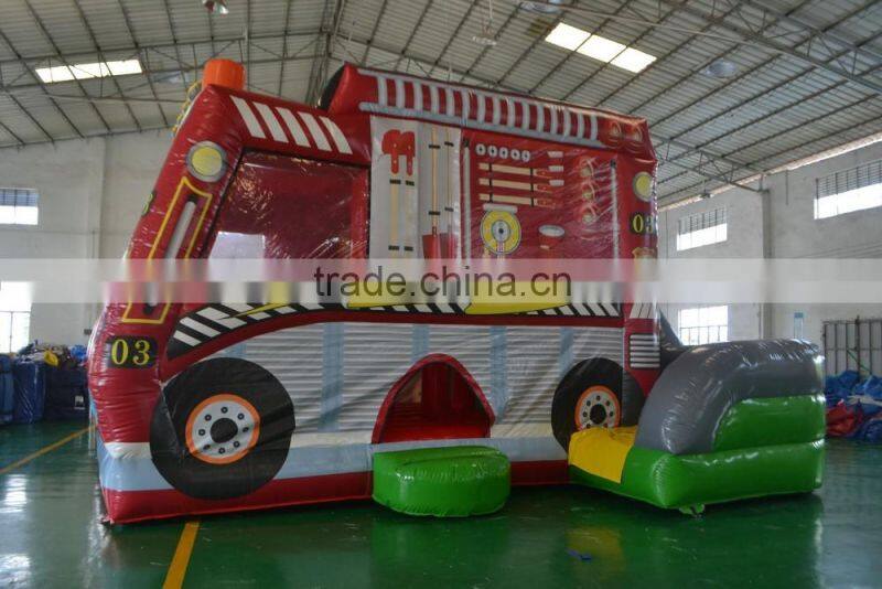 Popular amusing special fire car combo inflatable bouncer combo for kids paly