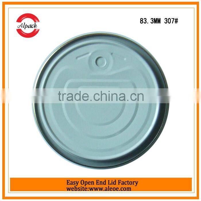 Full open 307 tinplate composite metal can lid for canned meat