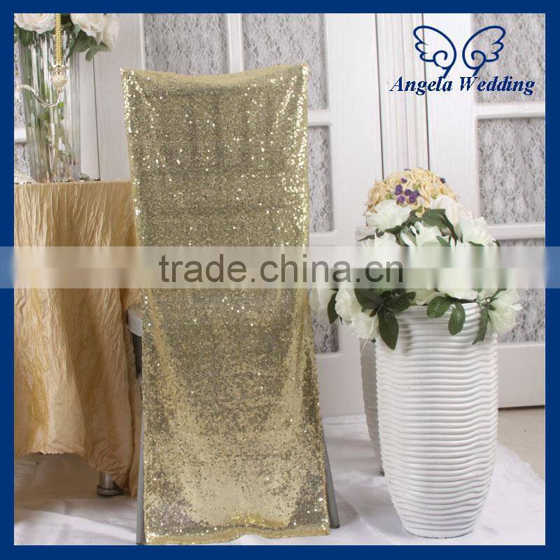 CH047B New 2016 cheap wedding banquet champagne sequin chair cover