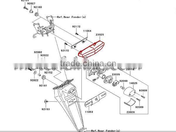 ZX-6R Plastic cover tail light/Motorcycle Smoke LED tail light for Kawasaki ZX6R 2007-2008