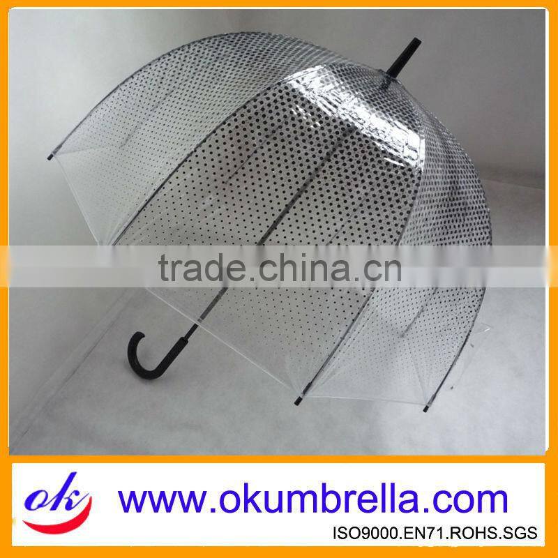 Hot sale fashion design transparent dome umbrella with color edging