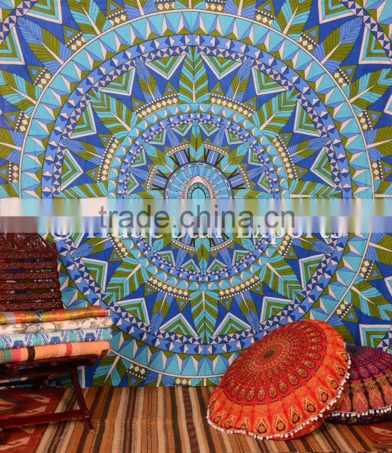 Tribal Mandala Queen Size Ombre Bohemiean Wall Art Hippie Cotton Curtain