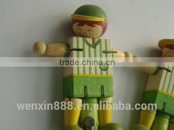 promotional cute wooden sports boy puppet pen for children