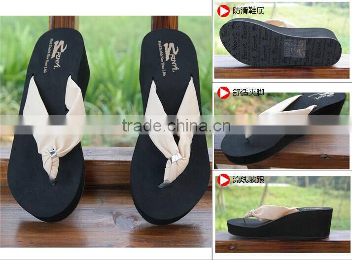 2015 girl eva beach mid heel wedge flip flops pu strap