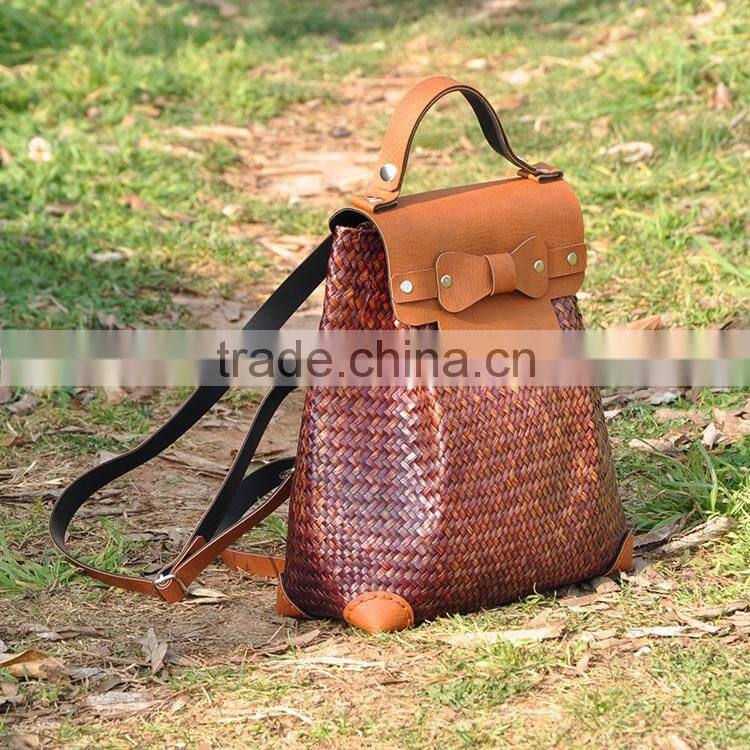 2016 New cheap straw bag ladies handbag thailand straw bag for women light straw backpack