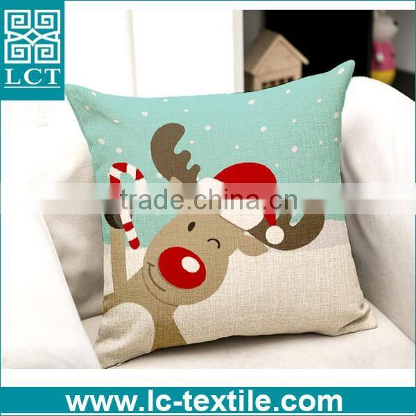 eco friendly jute cotton burlap bamboo cushion for xmas LCTP0190