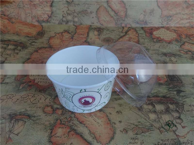 Ice cream paper cup with plastic dome lid
