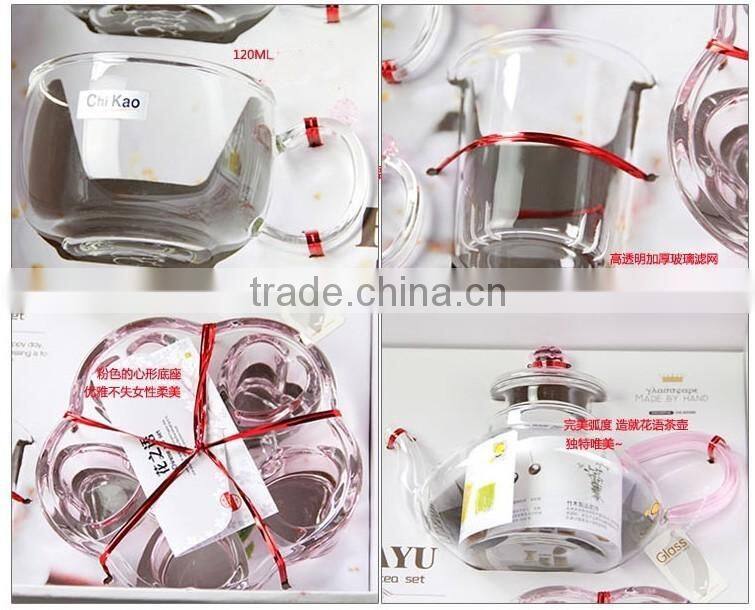 teapot and cups/hand made glass tea set