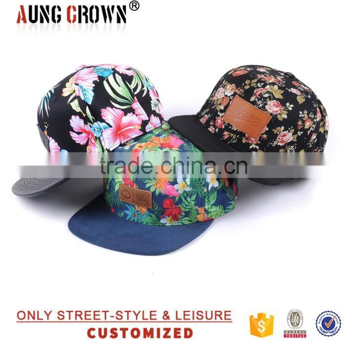 digital floral brim custom print snapback caps