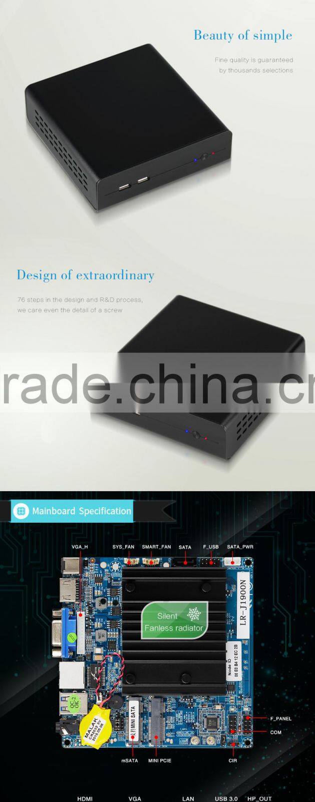 Barebone PC HTPC 4K HD Kodi Haswell SoC Design Intel quad core Mini PC Windows Industrial Computer