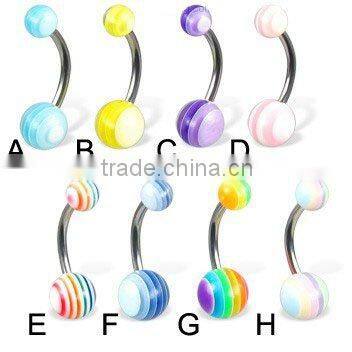 Surgical Grade Stainless Steel Chess UV Belly Bar Body Jewelry