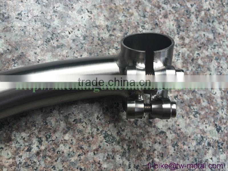 XACD made titan bending bicycle stem customized ti bike stems with hand brush finished ti bicycle stem oem cheap made in china