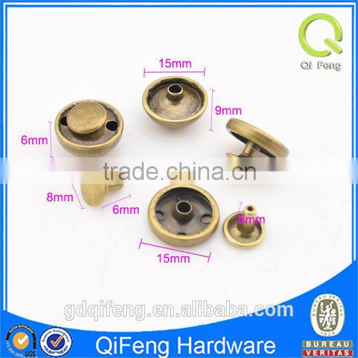15mm*8mm*6mm antique brass mushroom shape rivets and stud for bags