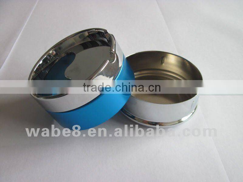 round portable metal ashtray