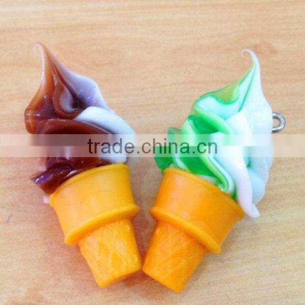 Top sell fake ice cream key chains for cool summer promotion products/Artificial cone ice cream for mobile phone straps in arts