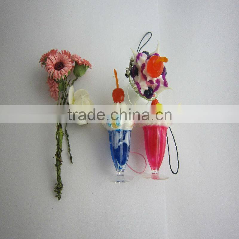 Artificial/Fake/Simulate ice cream cake keychains/keyrings for mobile phone accessory in arts and crafts for summer holiday