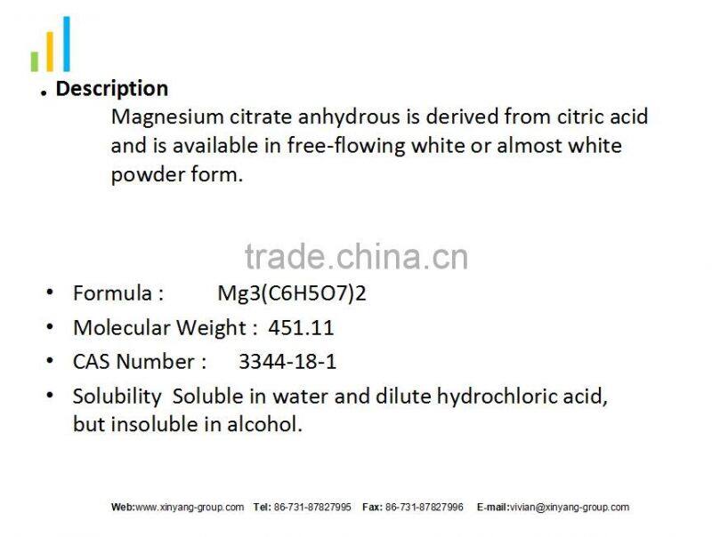 magnesium citrate anhydrous from china supplier