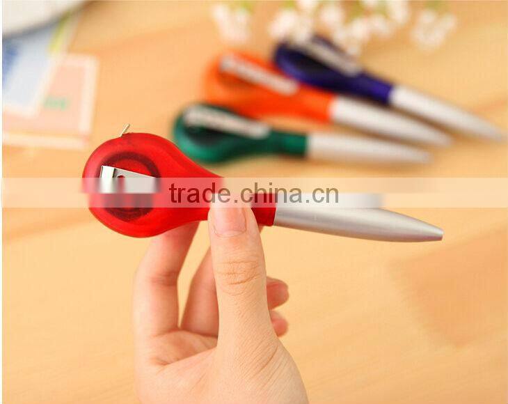 Multi-functional tapeline ball pen with metal clip