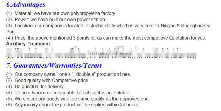 15 years of quality assurance Very high quality pp nonwoven fabrics