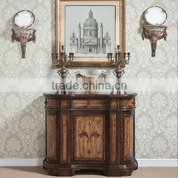 Vintage Style Living Room Coffee Table With Hand Painted, Leisure Wooden Curio Side Table