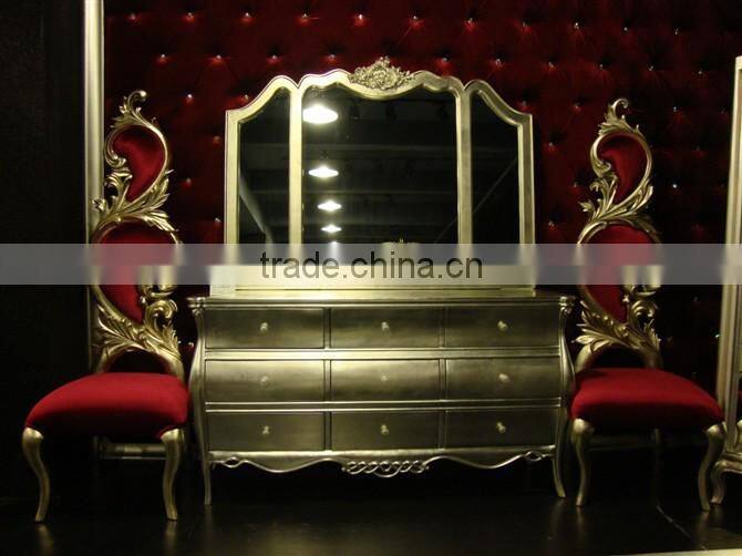 Unique wooden chair with high chair back and floral hand carving