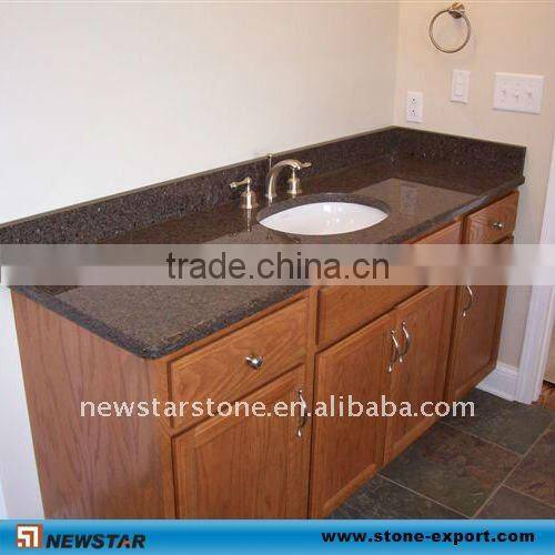 Brown pearl vanity top with cabinet & ceramic sink
