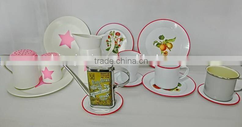 330ml Tea Coffee Milk Metal Enamel Coated Cup with Rim Steel Mug Glass