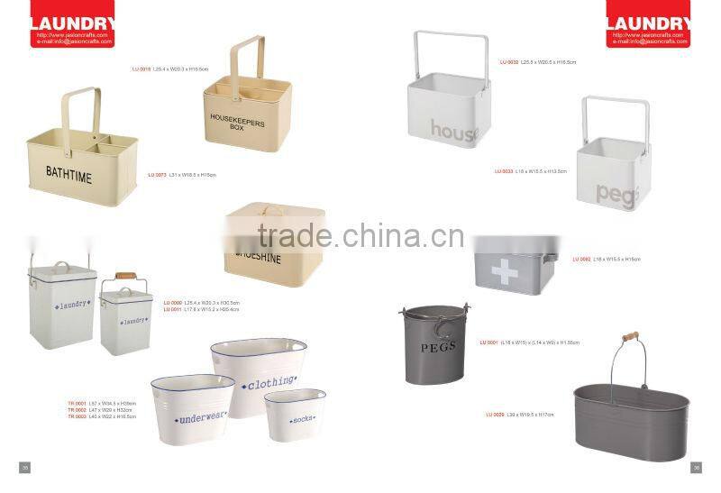 Cream & Multicoloured flower Tin Peg Bucket