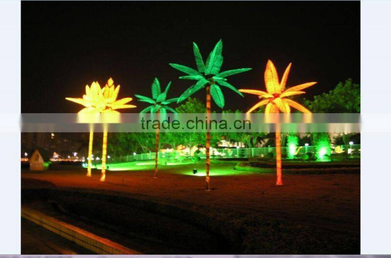 Home garden decorative 16.5ft Height outdoor artificial green flashing LED solar lighted up Date palm trees with bark EDS06 1417