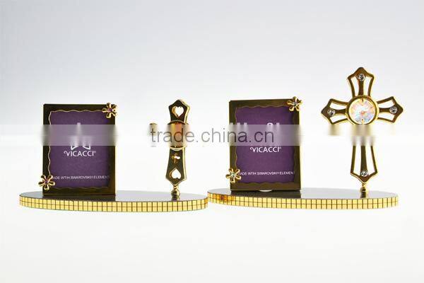 New Product 24K Gold Plated Cross Photo Holder with crystals from swarovski