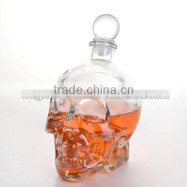 antique skull glass wine decanter electriplate colors