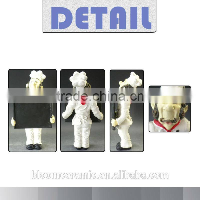 Hot selling chef polyresin figurine with menu board