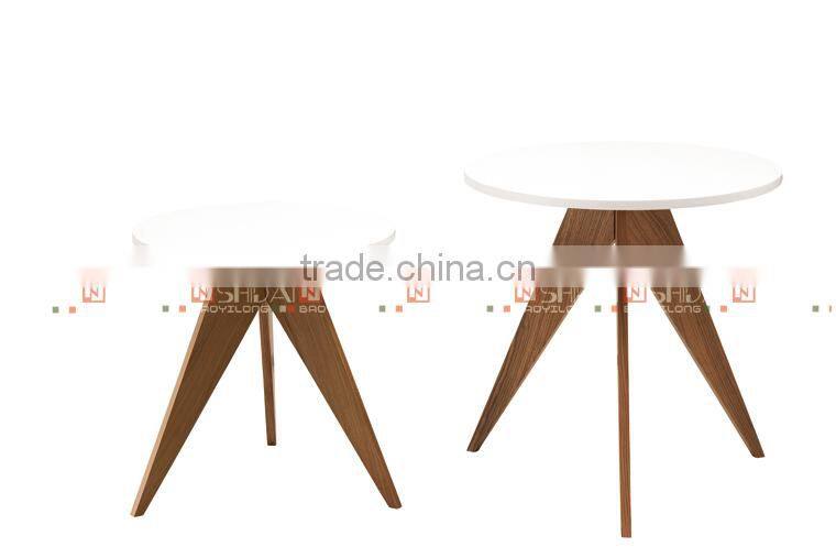 White Wooden Bed Side Table Coffee End Table Set TA106L TA107L