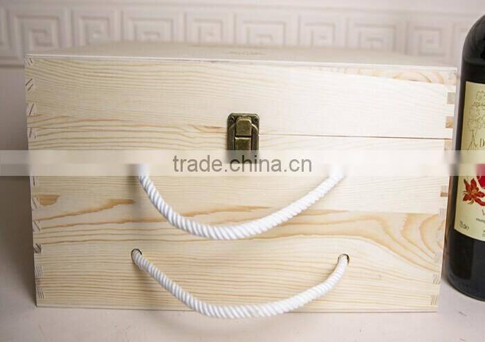 2016 Wholesale high quality customized 6 bottle wooden wine gift box