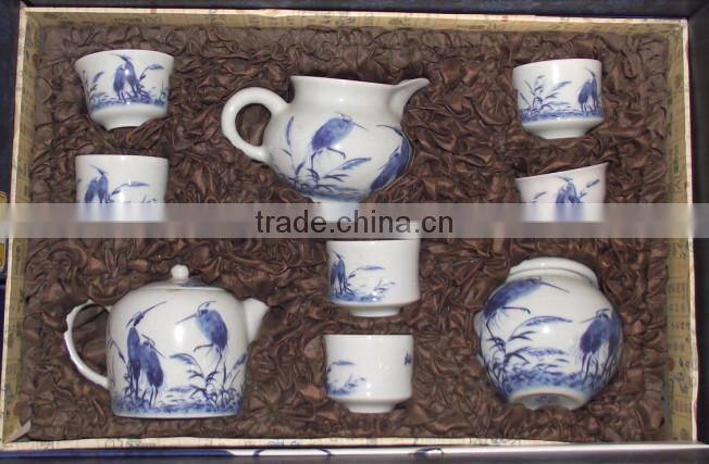 High-grade hand painted blue and white porcelain silver tea set bone china for home hospitality